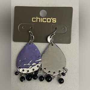 NWT silver and black Chico’s earrings